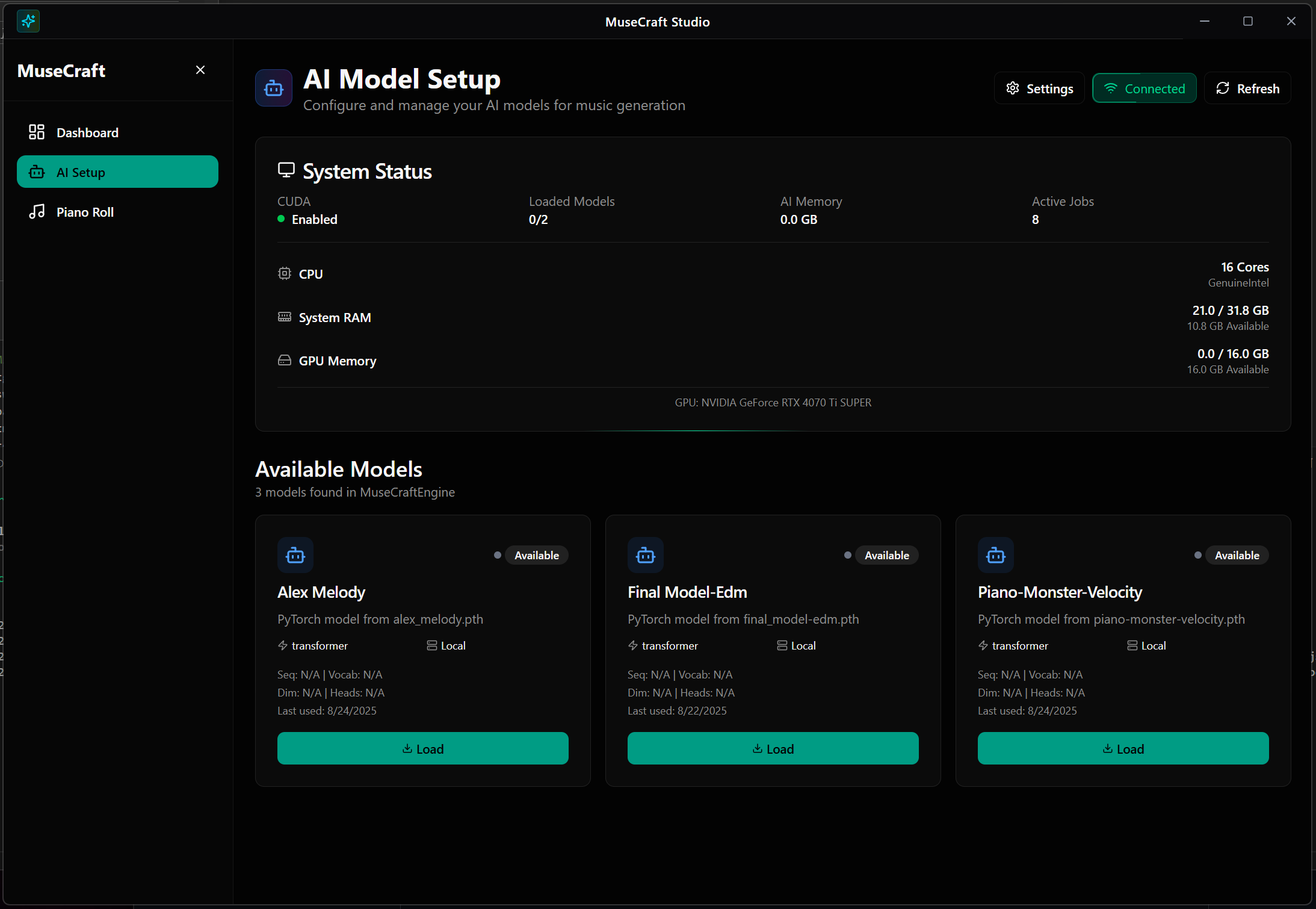 AI Setup Interface