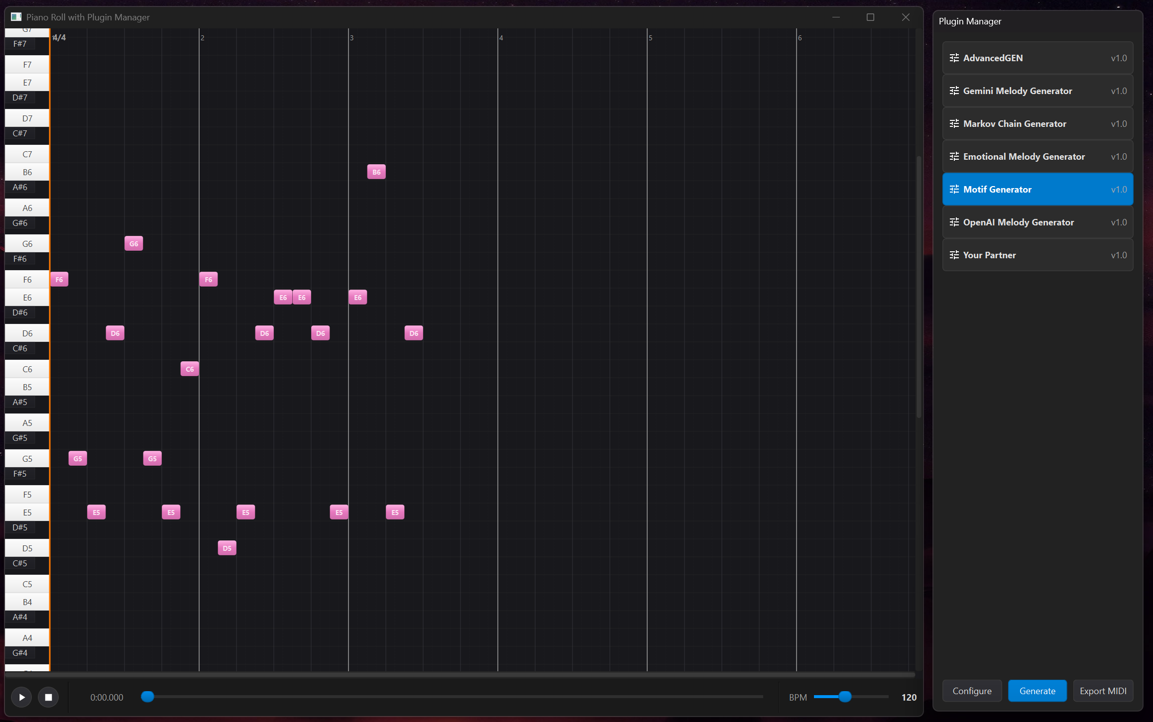 Piano Roll Interface