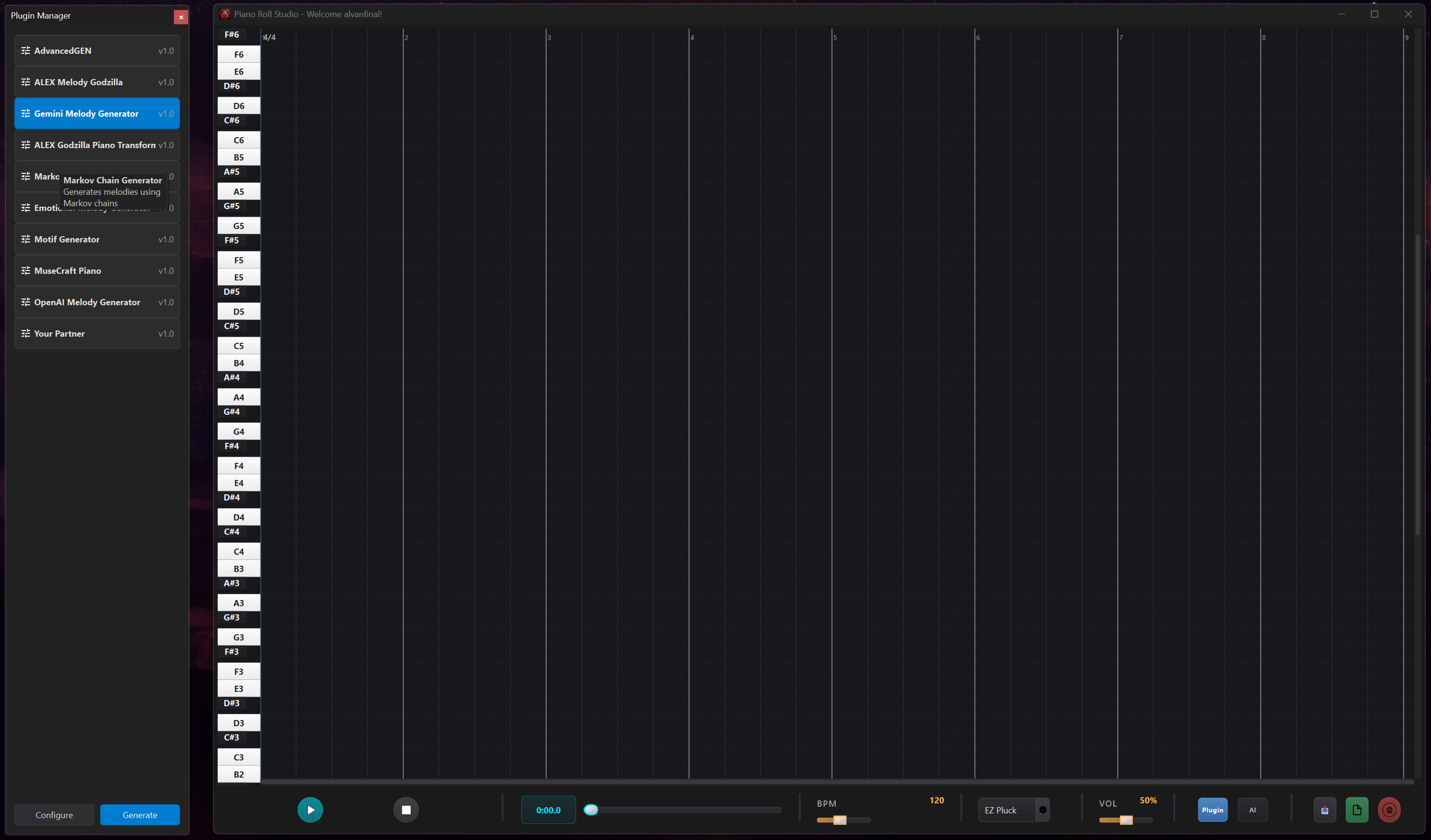 Piano Roll Interface